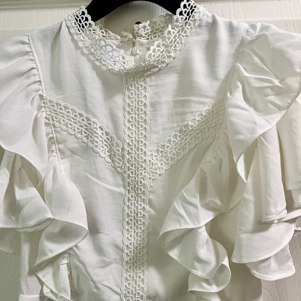 NWT EDIT White Closet Ruffle Dress $350 White Small